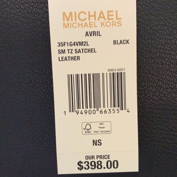 Michael Kors Avril Small Leather Top-Zip Satchel Black color - Picture 2 of 16